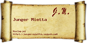 Junger Mietta névjegykártya